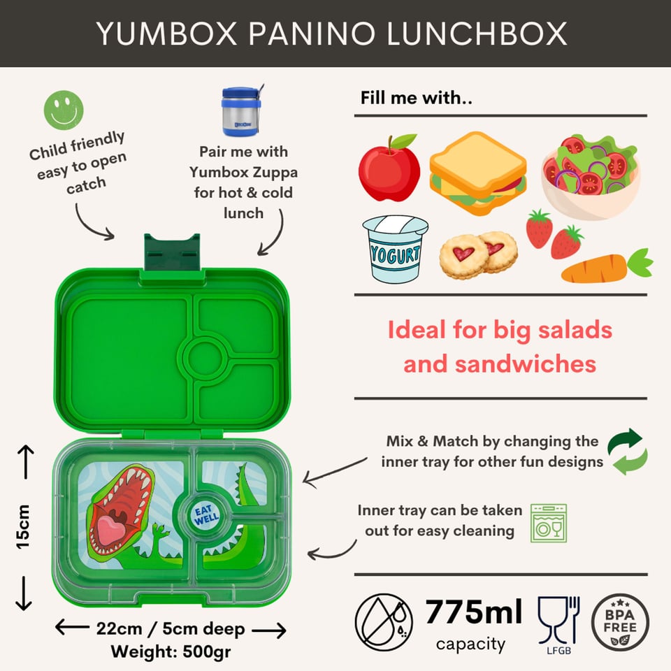 Yumbox Panino 4 Vakken Jurassic Green / Dinosaur - Groen