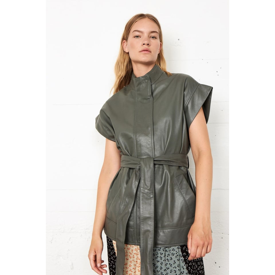 Second Female Indai Leather Waistcoat - Agave Green