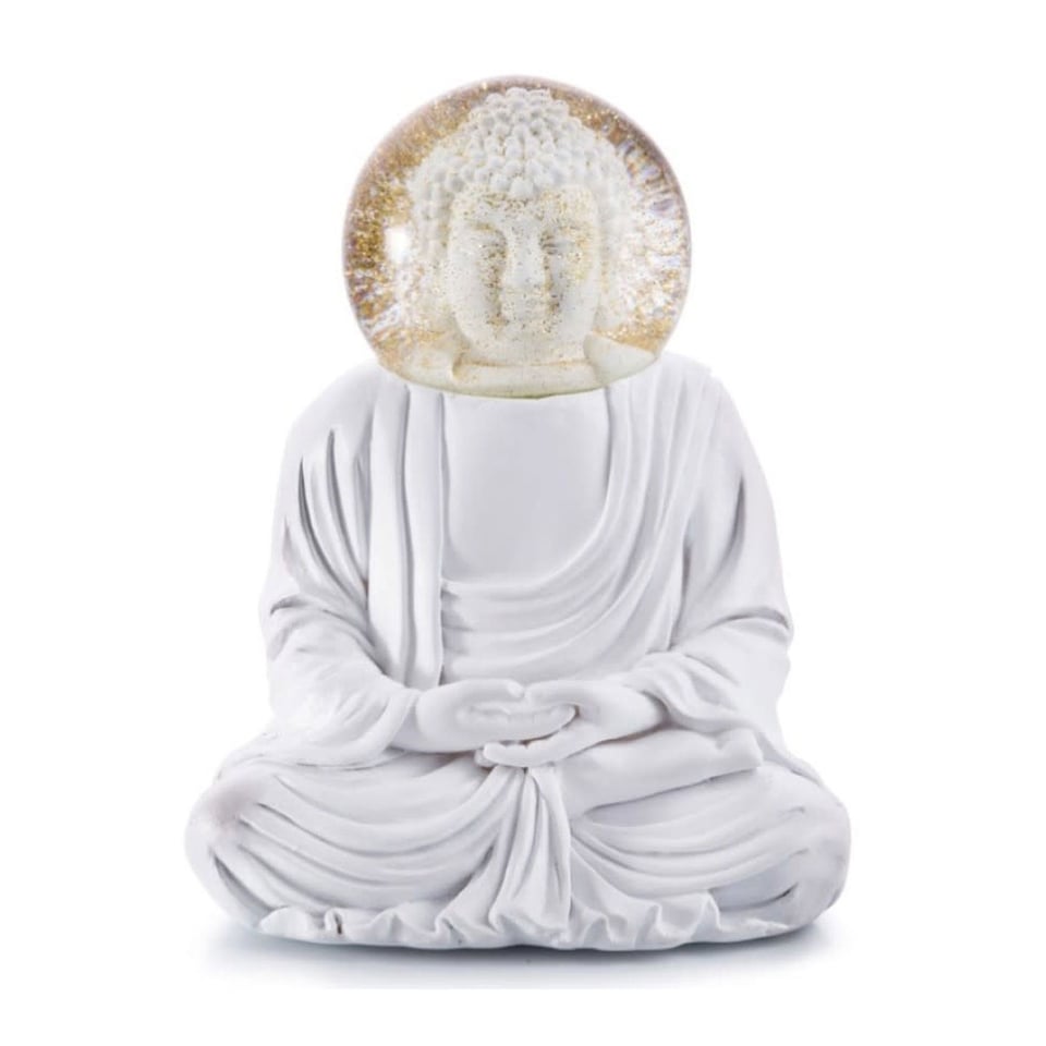 Buddha Wit Sneeuwbal 15cm - Color: White - Size: Ca. 11 - 5x9x15cm