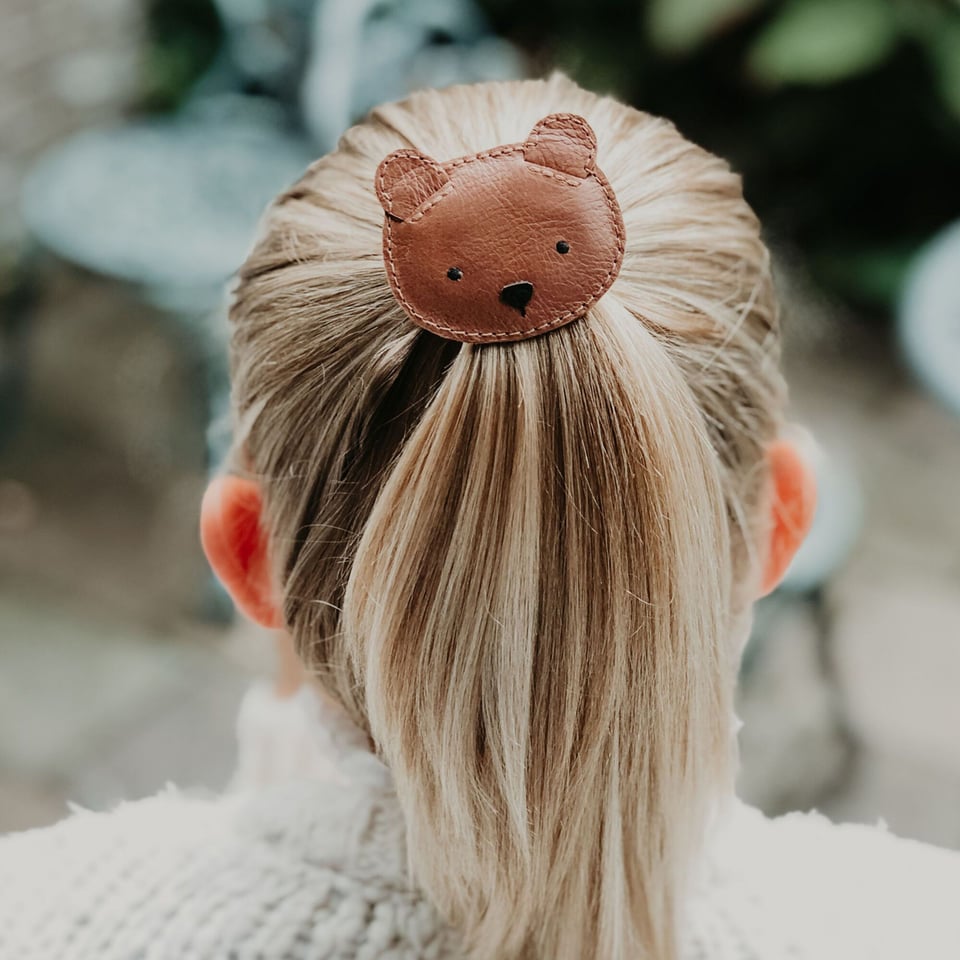 Donsje Josy Classic Hairclip - Bear Cognac Classic Leather