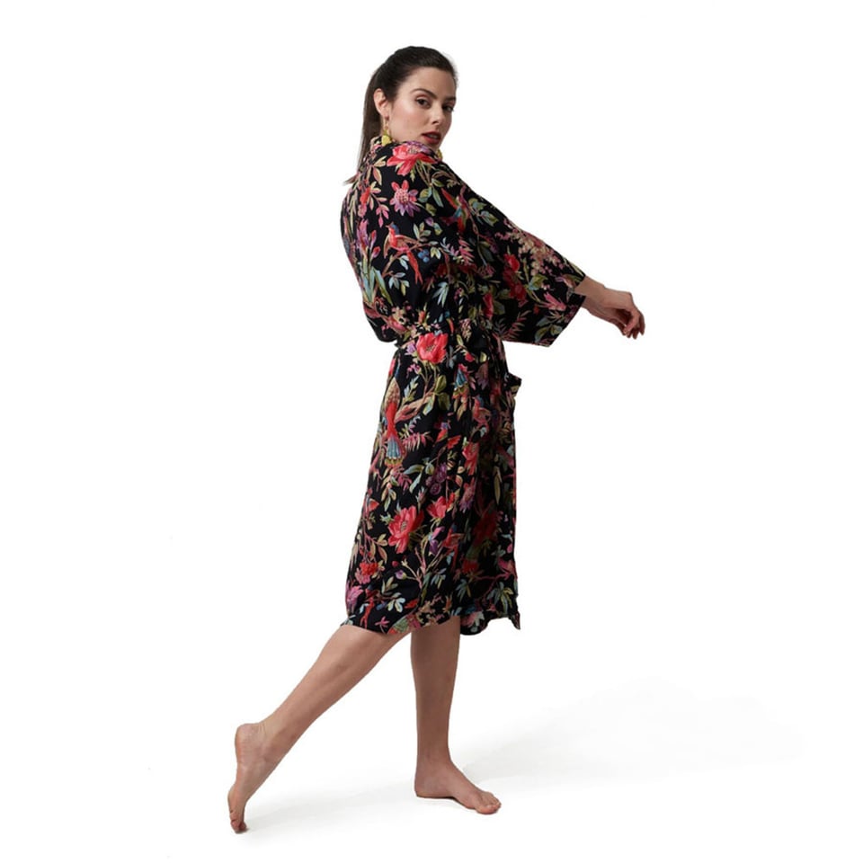 Kimono Royal Paradise Black Viscose One-Size
