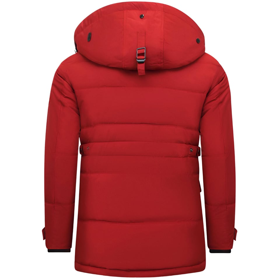 Lange Gewatteerde Jas Heren - 8667 - Rood
