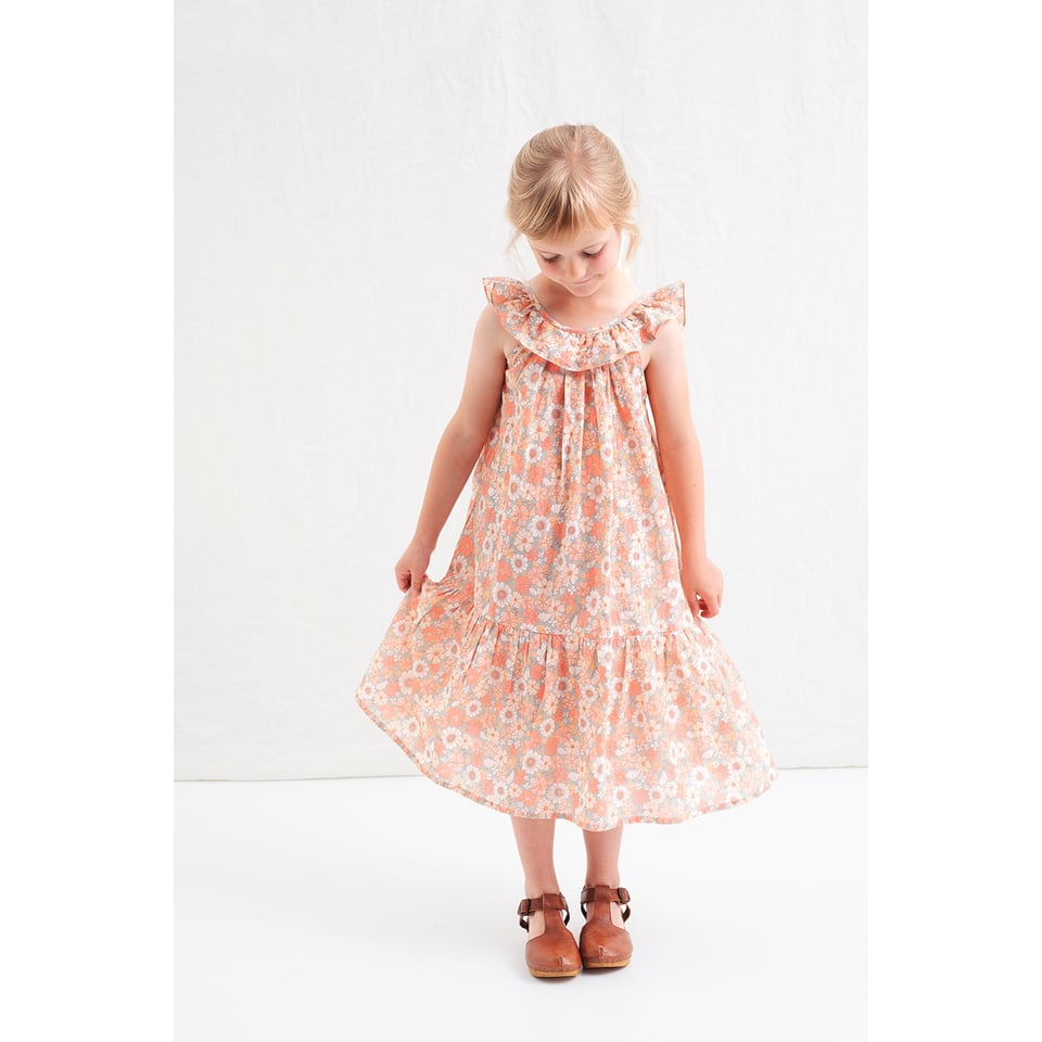 Tocoto Vintage Long Floral Dress With Straps Pink