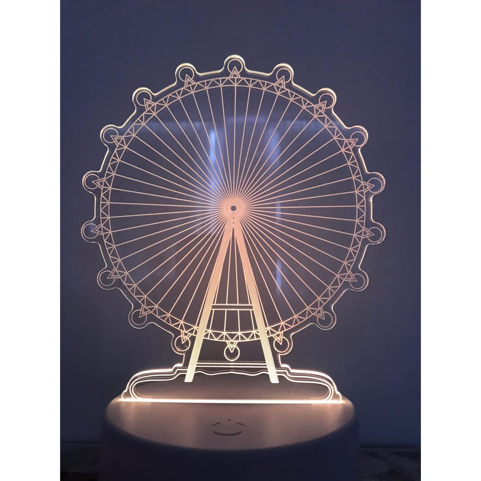 Nachtlampje Reuzenrad nachtlamp. Mooie sfeerlamp. 3D Illusielamp 7-kleurig