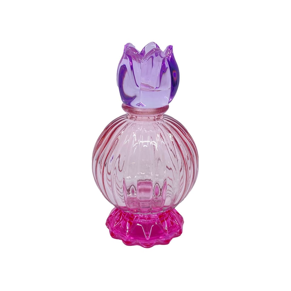 Kandelaar Tulp Bol Lila-Roze-Fuchsia Glas 8x15cm