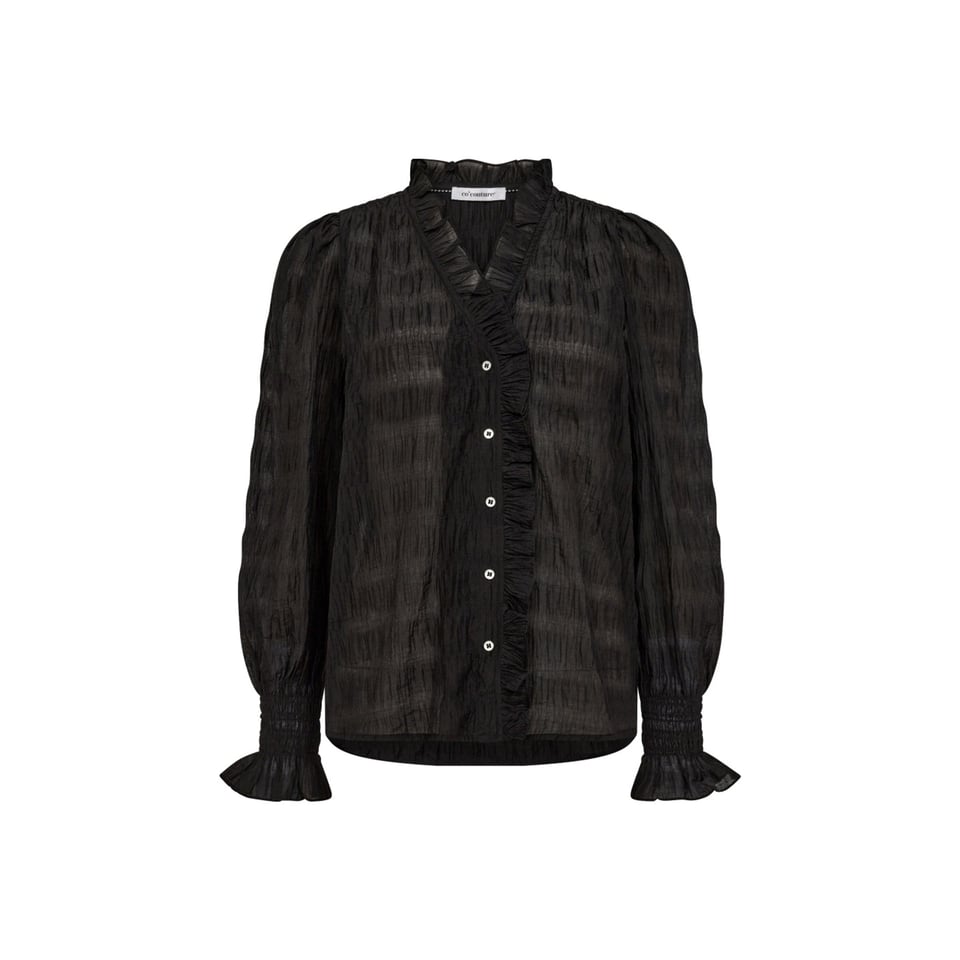 Co'Couture Structure Line Frill Shirt - Black