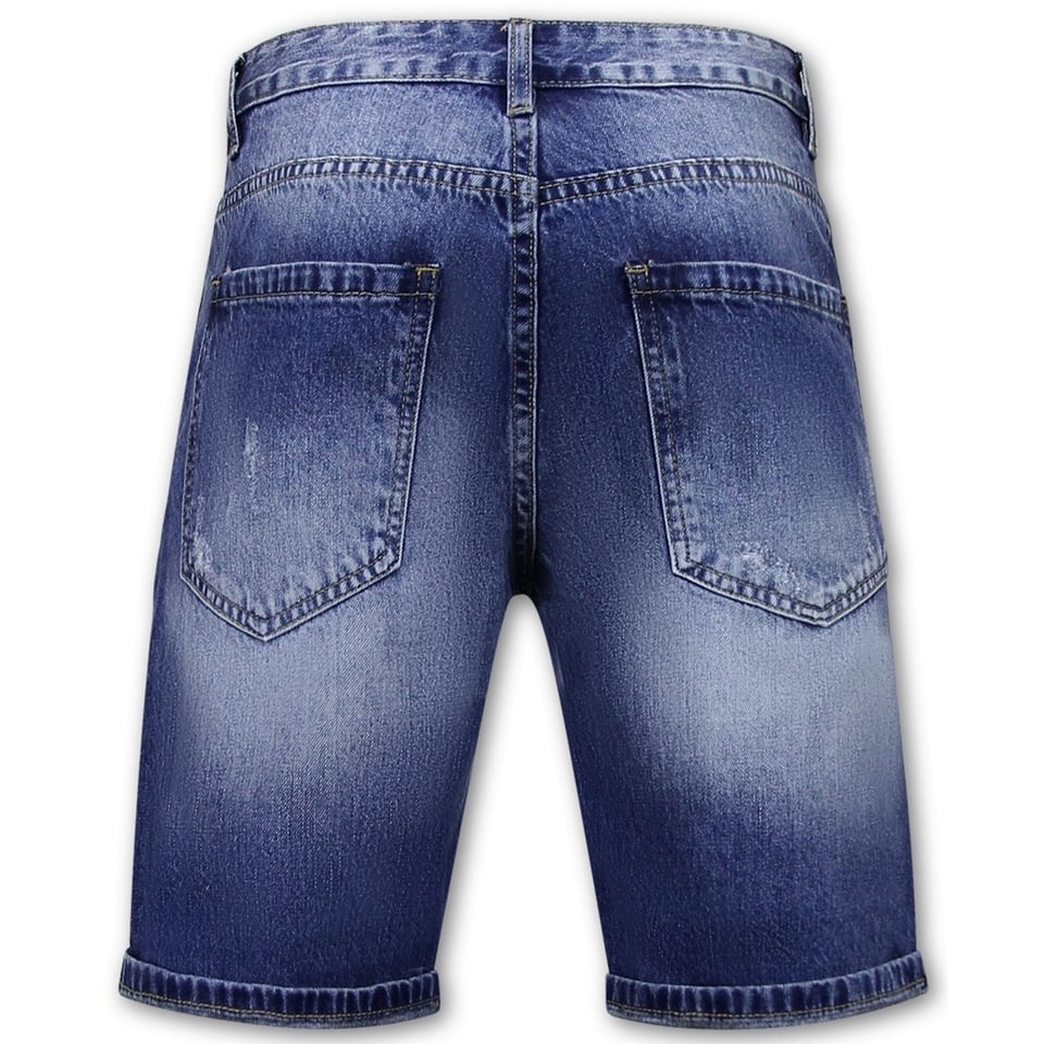 Korte Spijkerbroek Met Gaten - Denim Short - 953- Blauw