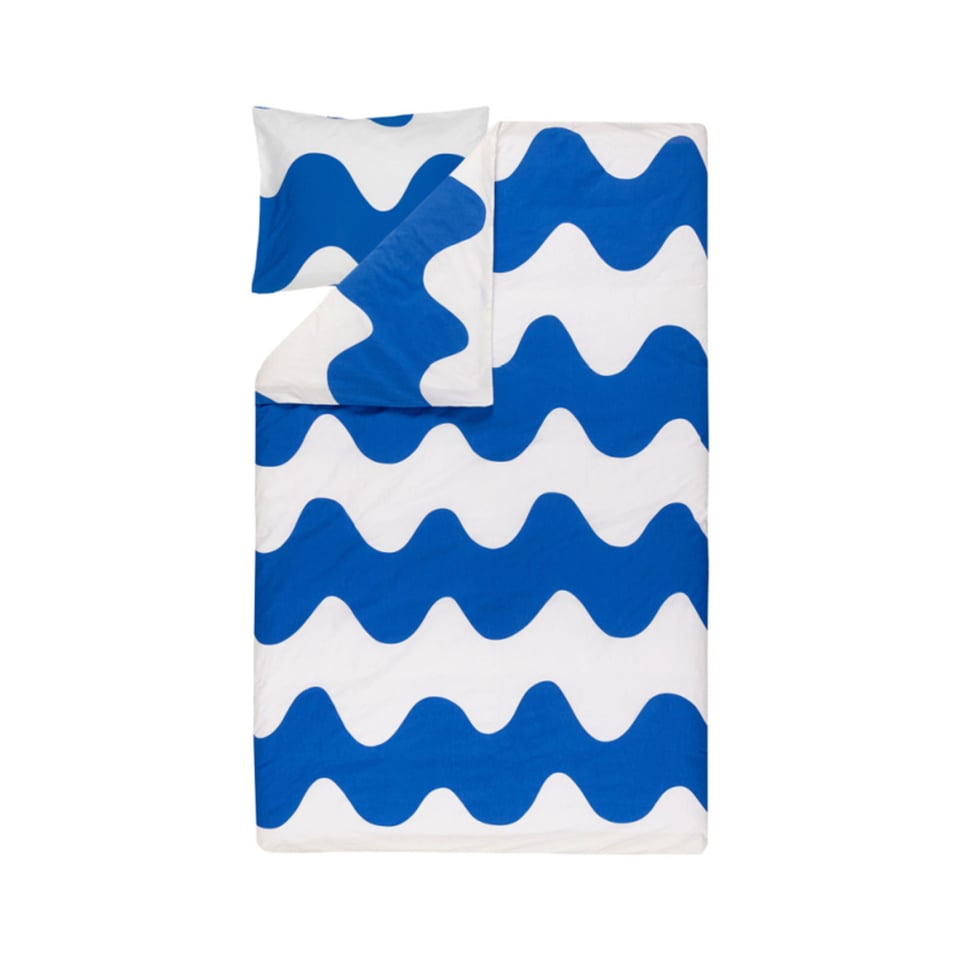 Marimekko Lokki Dekbedovertrek en Kussensloop Wit/kobaltblauw 150 X 210 + 50 X 60 Cm