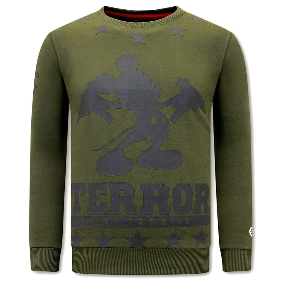 Heren Sweater Met Print - Terror Mouse - Groen