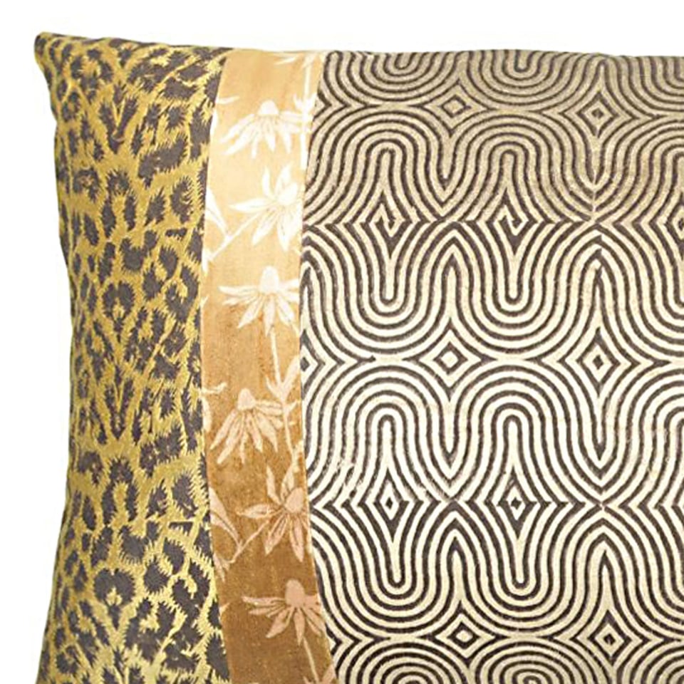 Sierkussen Logan Panter-Goud-Beige Fluweel 60x35cm