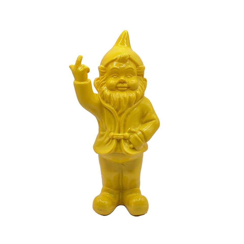 Beeldje Kabouter Fuck You Geel 15cm