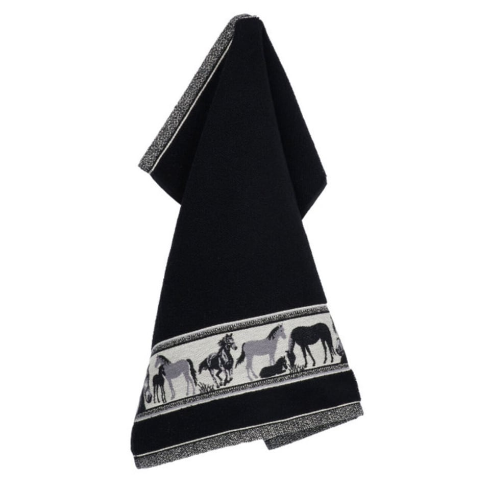 Handdoek Paarden Zwart