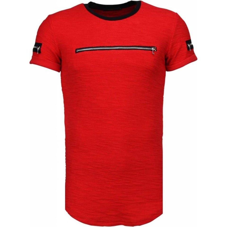 Exclusief Zipped Chest - T-Shirt - Rood