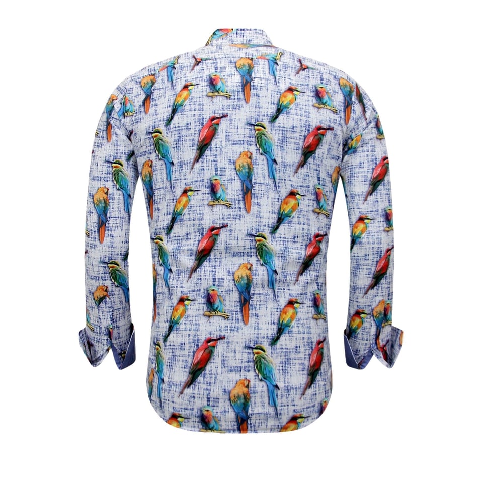 Overhemd Met Vogelprint - 3122 - Blauw