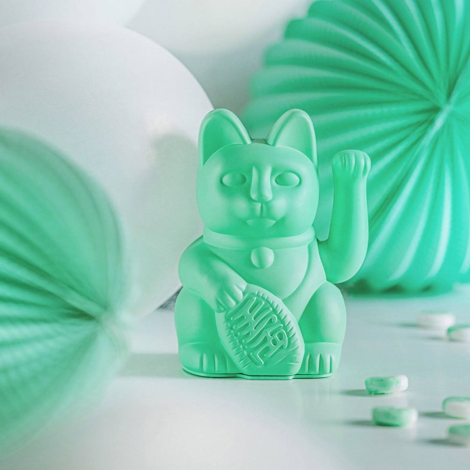 Lucky Cat Mint Green 10x15cm