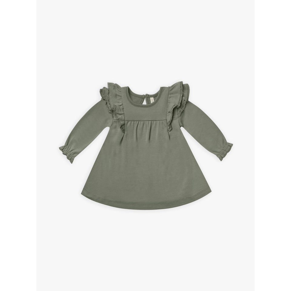 Longsleeve Flutter Dress - Basil