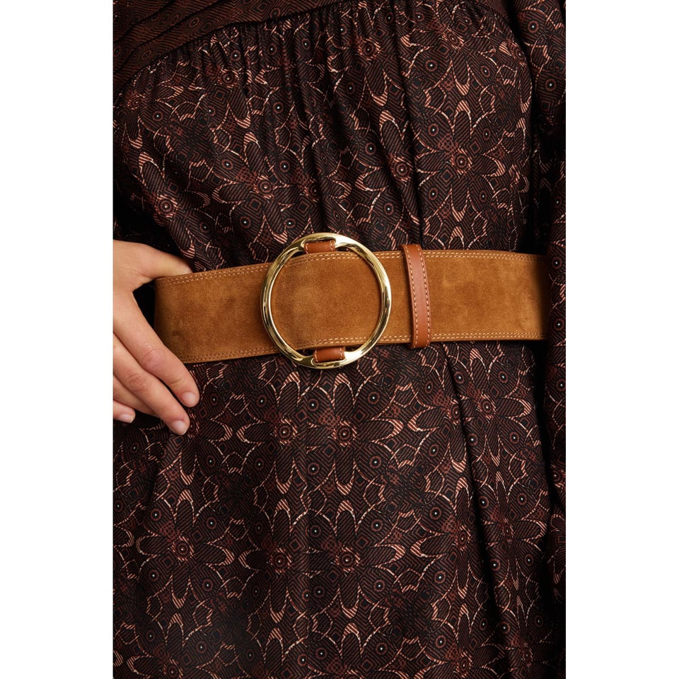 Idano Christie Leather Belt - Suede Camel