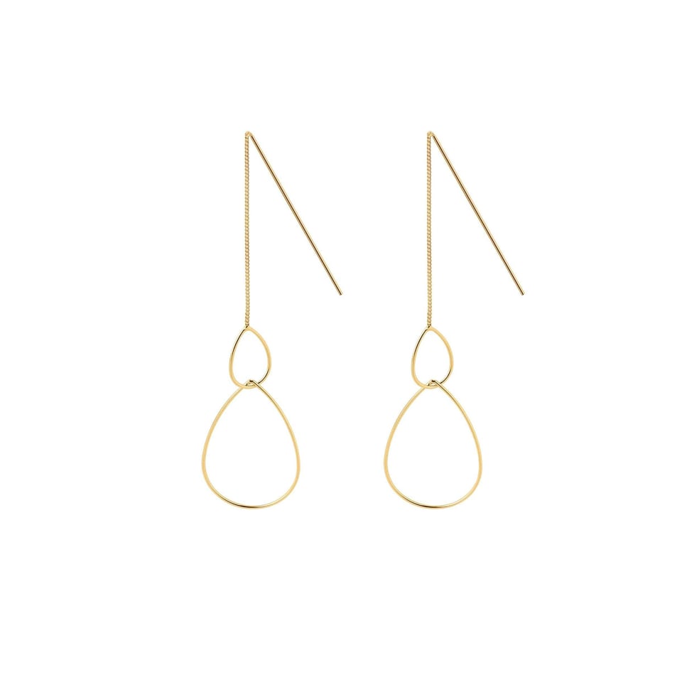Gold Plated Hanging Earrings with Double Droplets