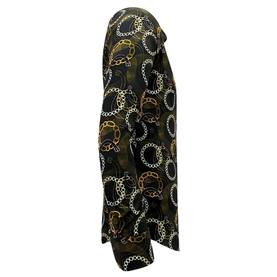 Luxe Satijn Overhemd Heren Print - 3078NW - Zwart / Bruin