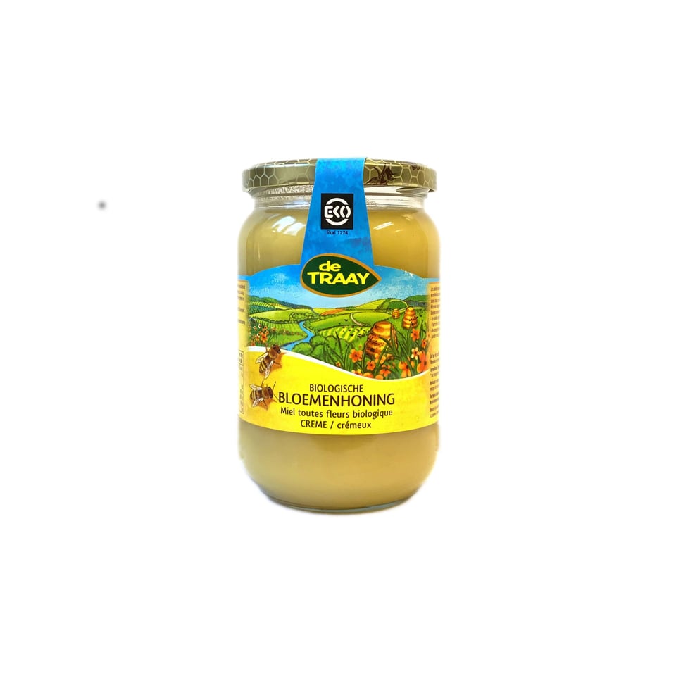 Biologische bloemenhoning 450g de Traay (crème) - 450g