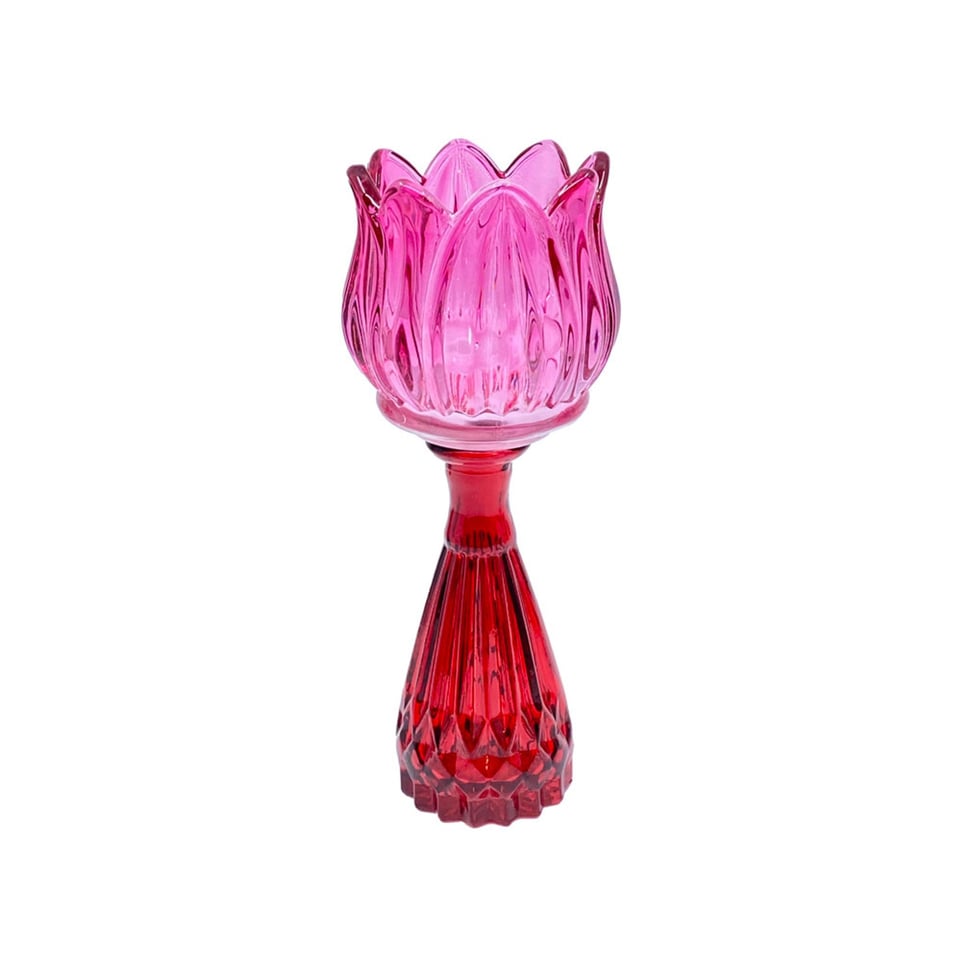 Vaasje Tulp Pink Mix Glas 7x18cm in 4 Kleuren