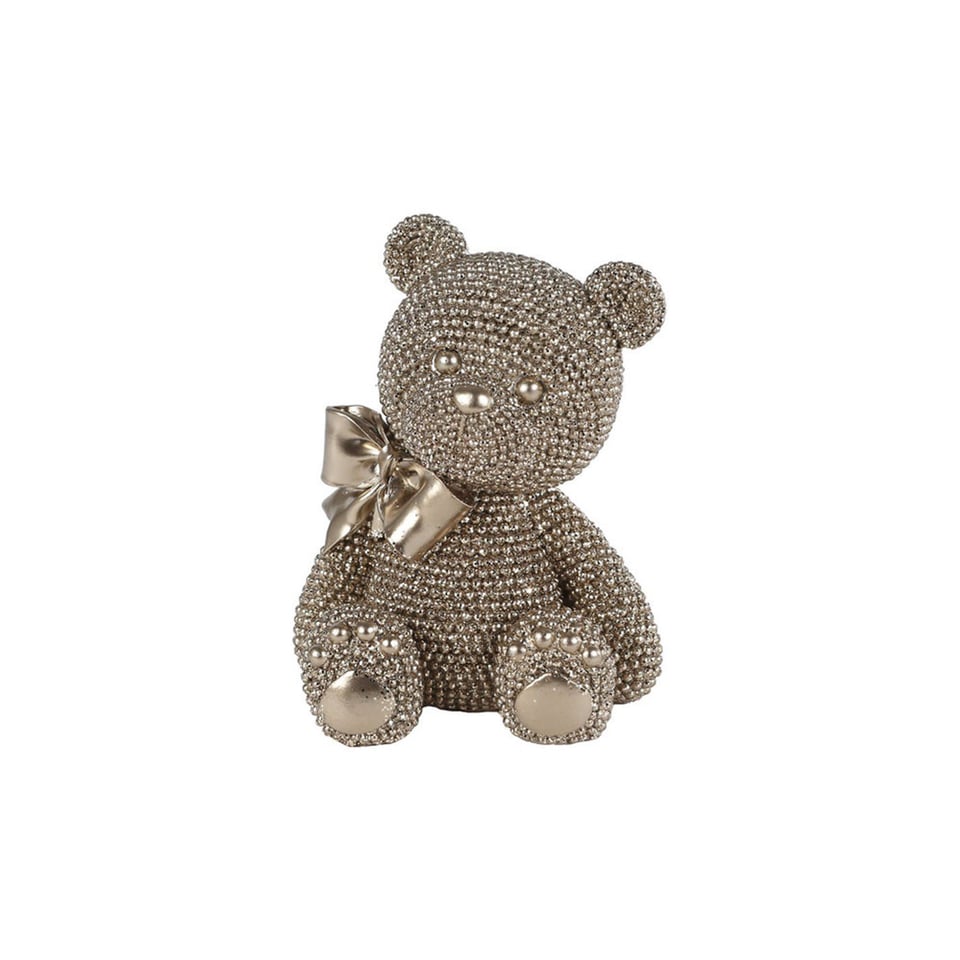 Beeldje Teddy Beer Brons Met Strass Glitter 13x10x8cm