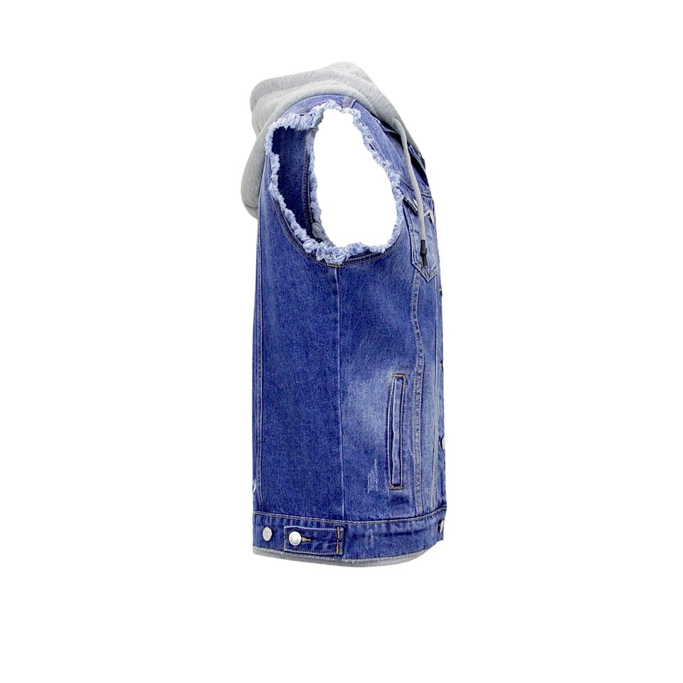 Mouwloos Spijkerjasje Met Capuchon - RJ9103 - Blauw