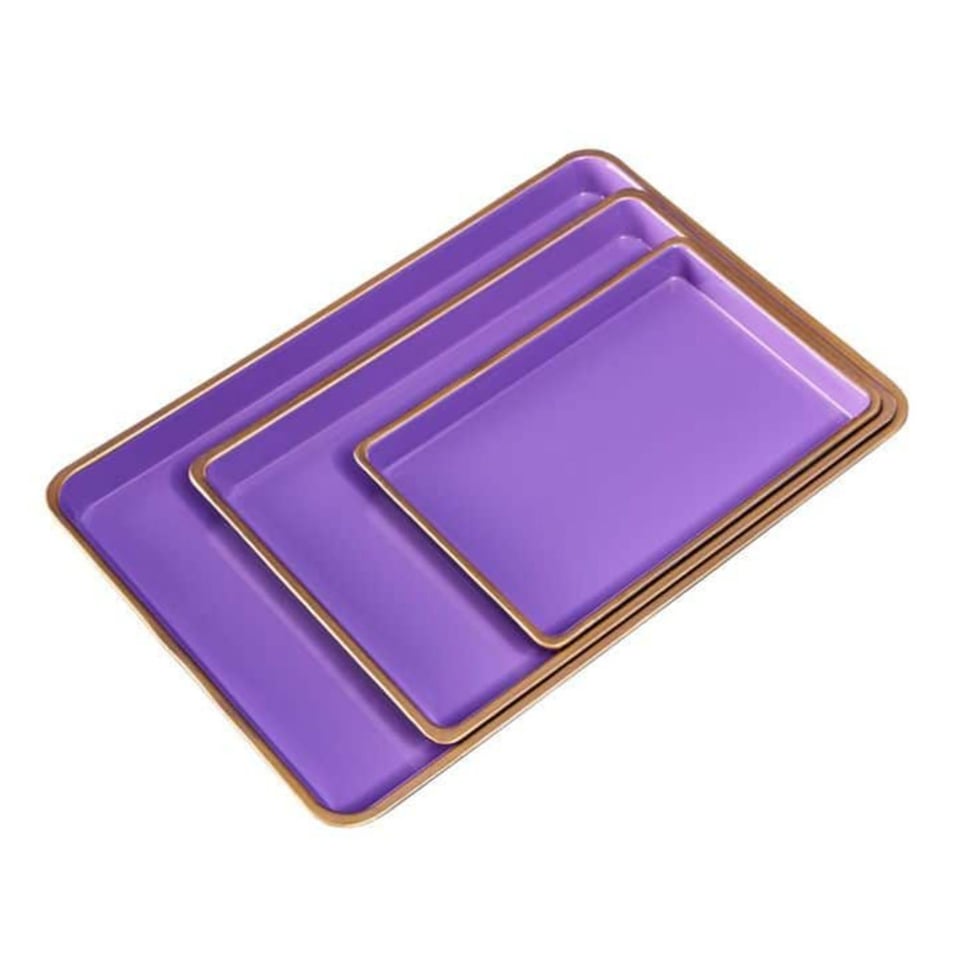 Set Van 3 Dienbladen Met Gouden Rand in 4 Kleuren