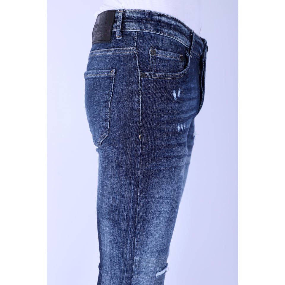 Gescheurde Heren Spijkerbroeken Slim Fit -1100 - Blauw