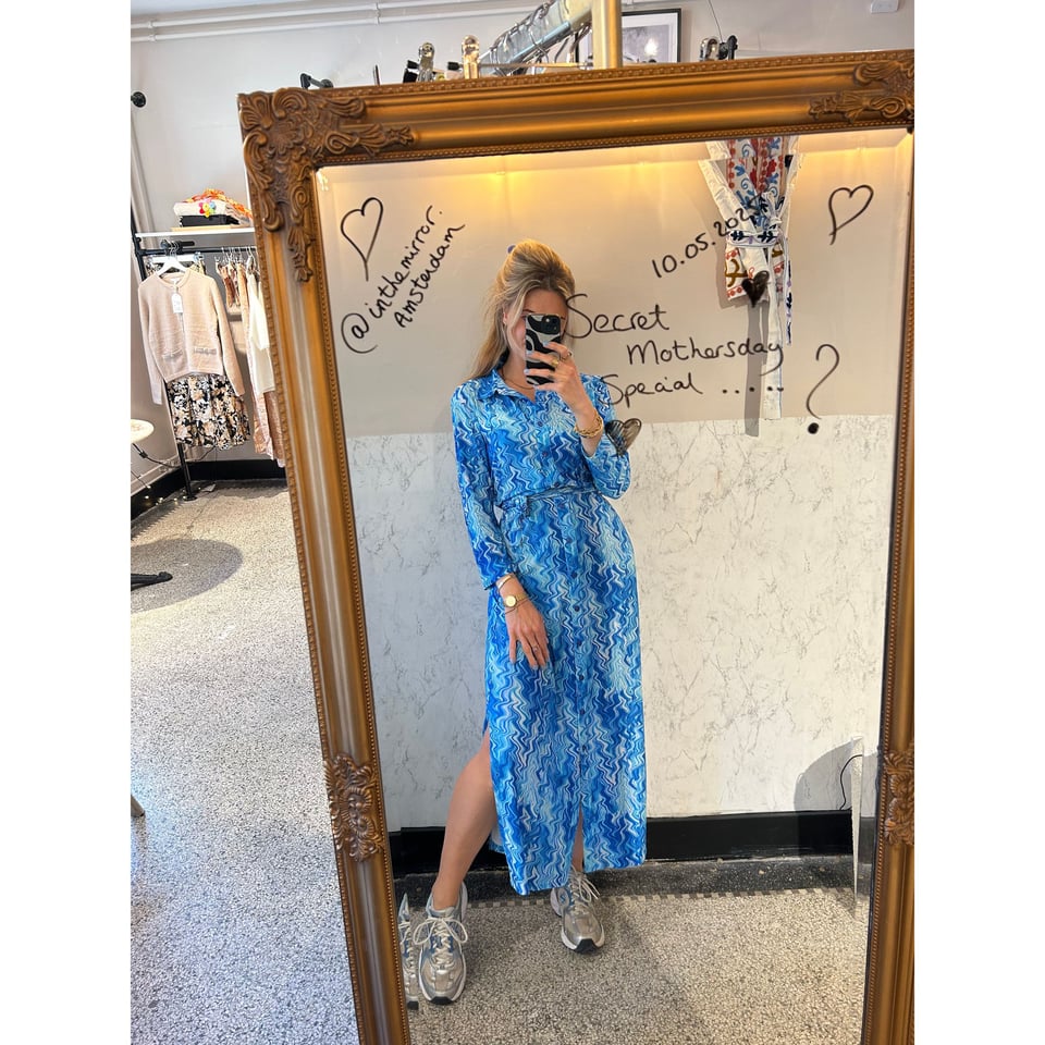 Travel ZigZag printed dress - Aqua