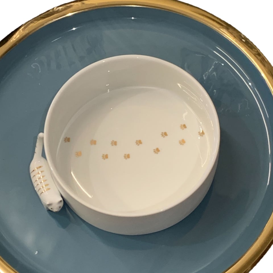 Räder Schaaltje Met Poes en Poezenpootjes Wit Porselein Met Goud, Ø 14,3 Cm
