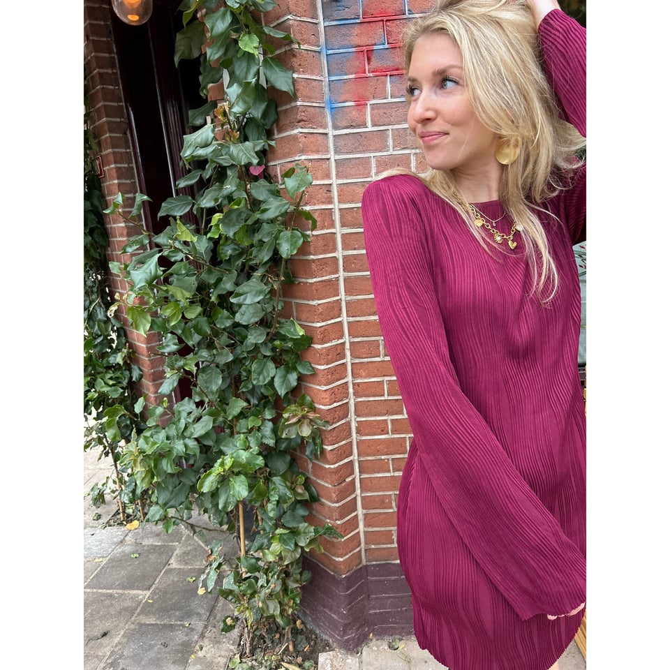 Audry burgundy - ribbel dress