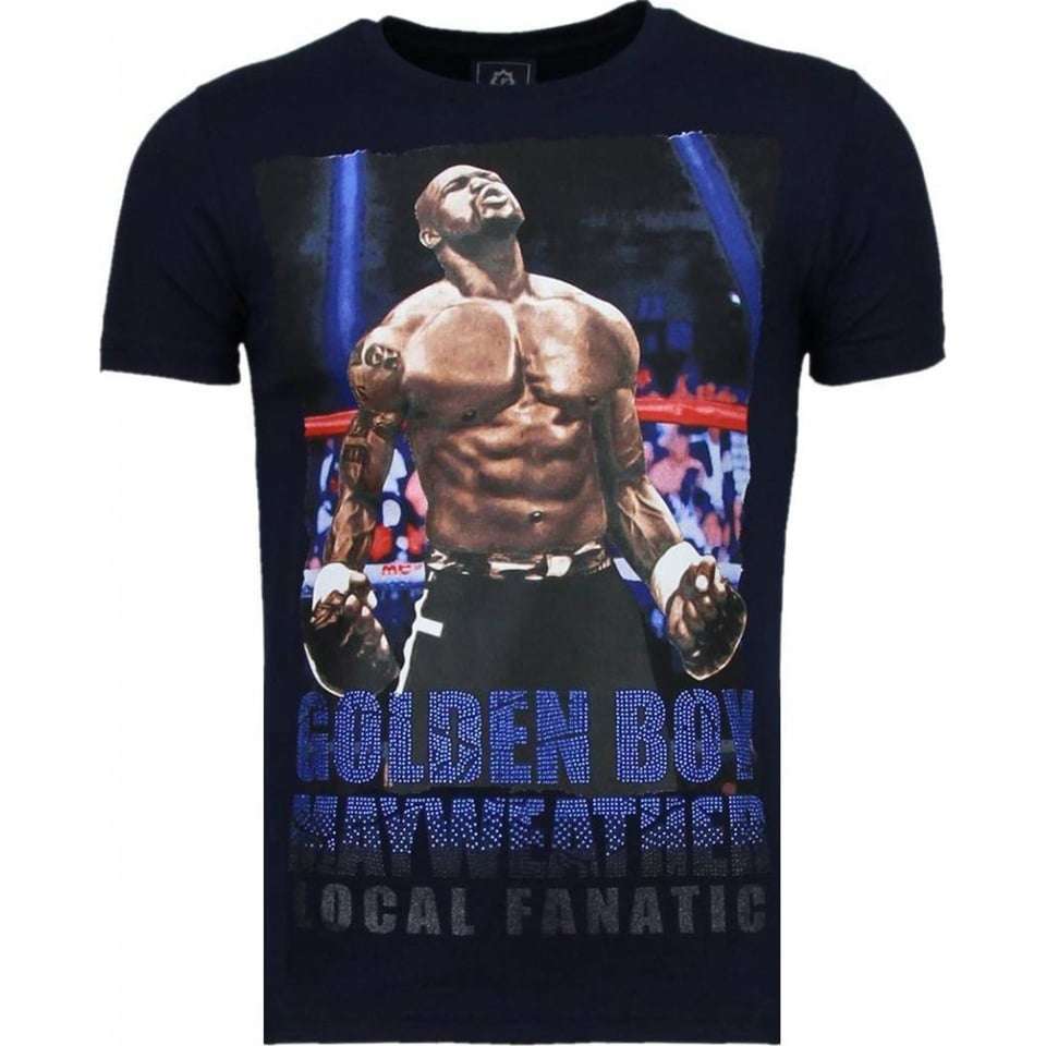 Golden Boy Mayweather - Rhinestone T-Shirt - Navy