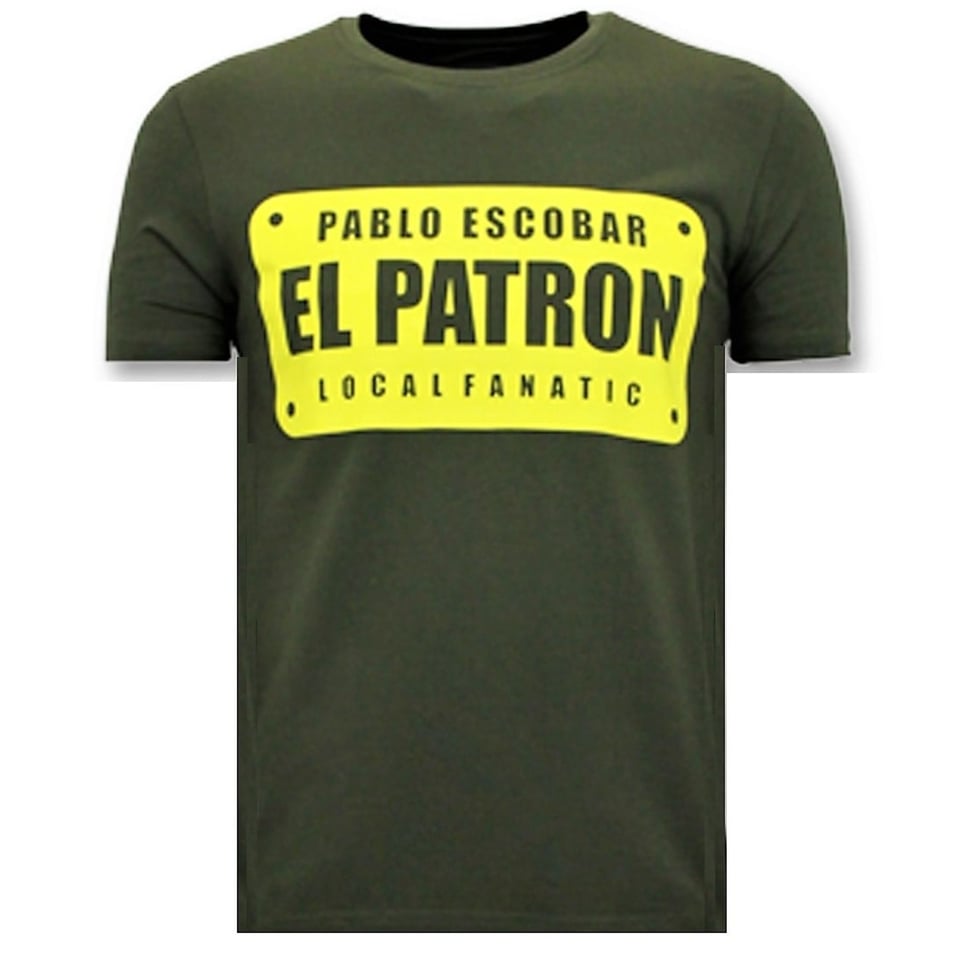 Heren T Shirts Met Print - Pablo Escobar El Patron - Groen