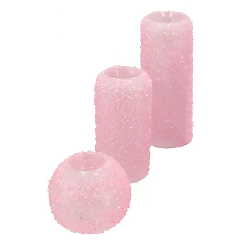 Waxinelichthouders Glitter Roze (Set/3) in 3 Kleuren