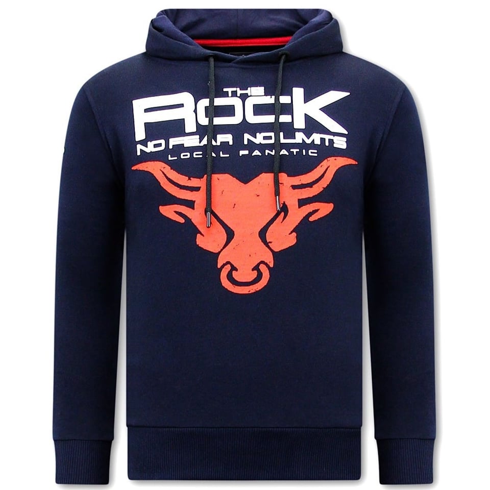 Hoodie Heren Print - The Rock- Blauw / Navy