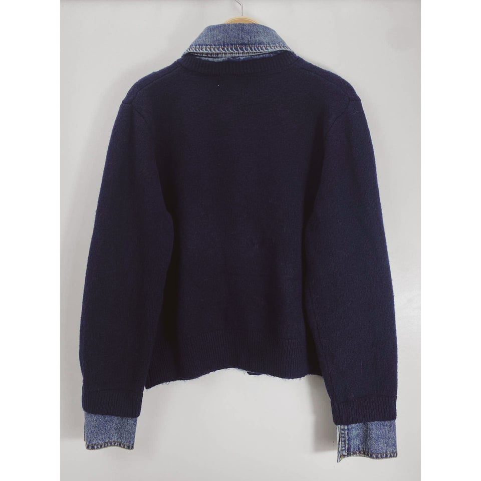 Soft Knitted Denim Cardigan - Navy - ONESIZE