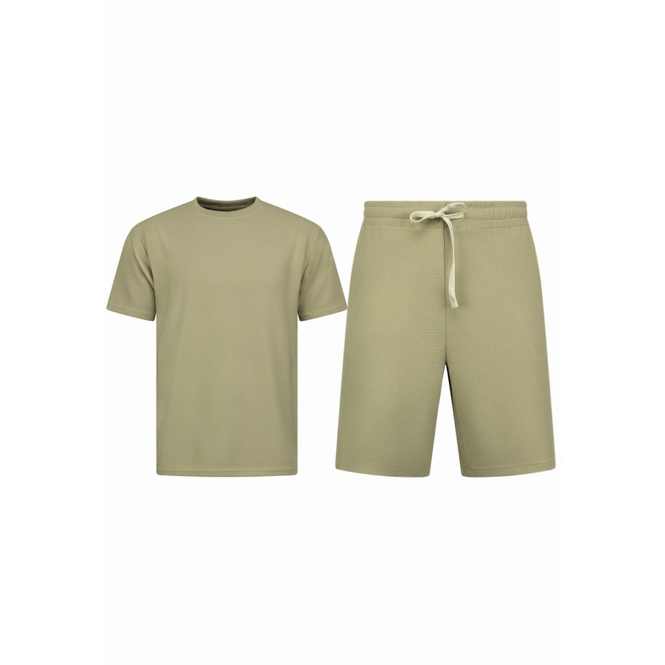 Zomerset Heren - Ribbed Oversized - Two Piece Setje - Twinset - Co Ord Set - F-918 - Bruin