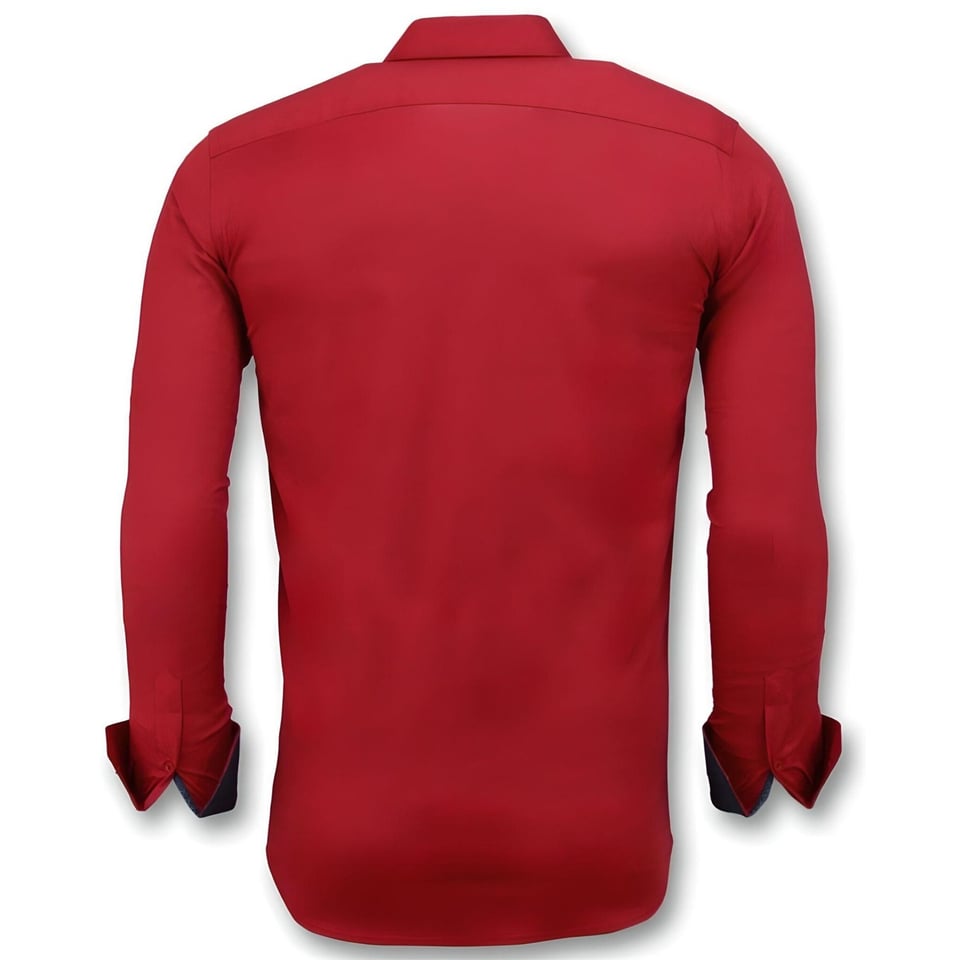 Heren Blanco Overhemden Italiaans - Slim Fit Blouse - 3037 - Rood