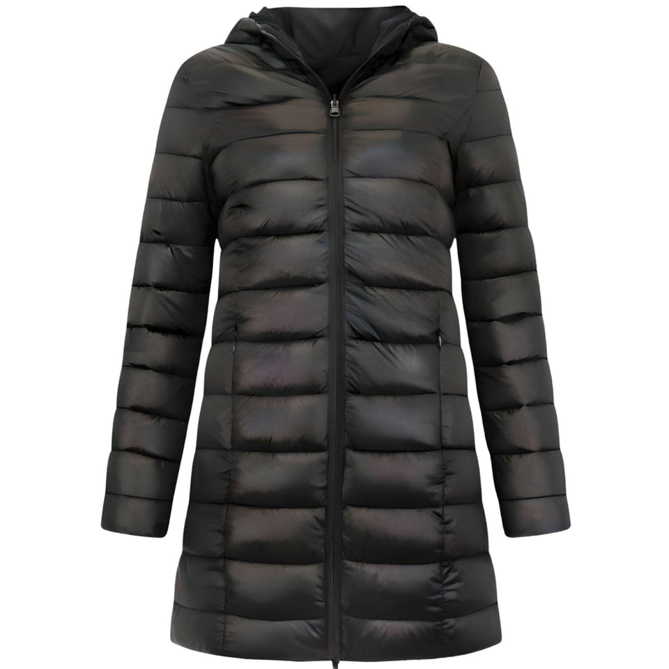 Double Face Dames Jassen Parka - Slim Fit - Zwart