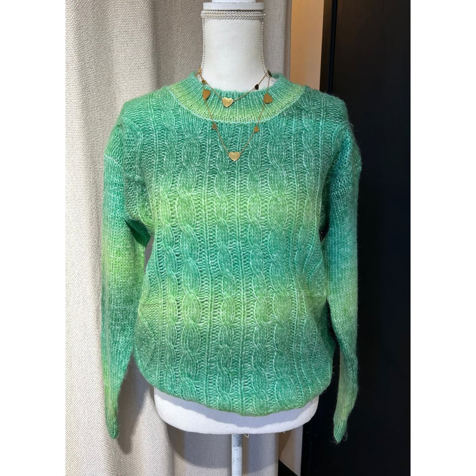 Trui Rainbow Cable Knit - Green - OneSize