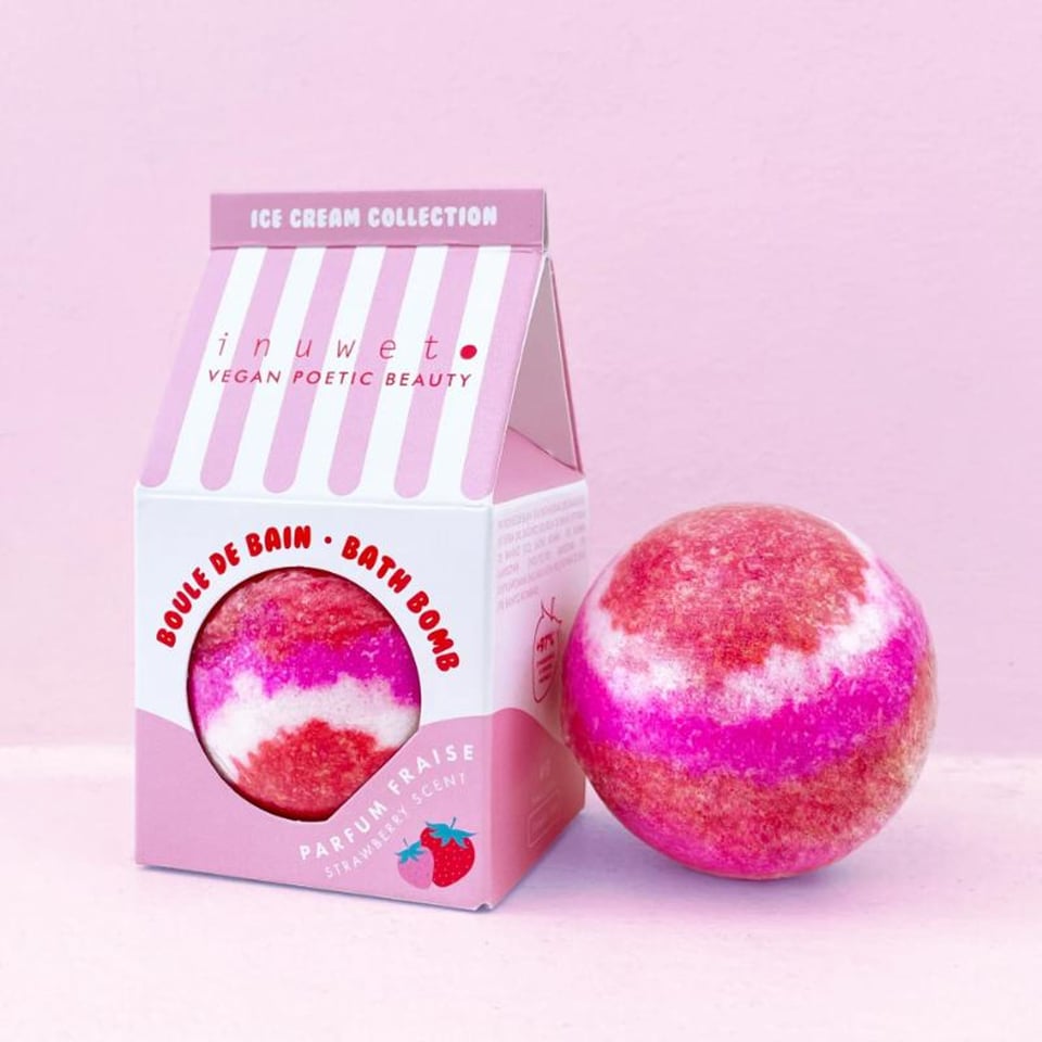 Inuwet Glitter Bad Bom Aardbei
