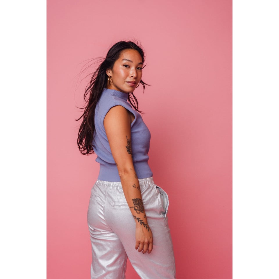 Zilveren metallic broek