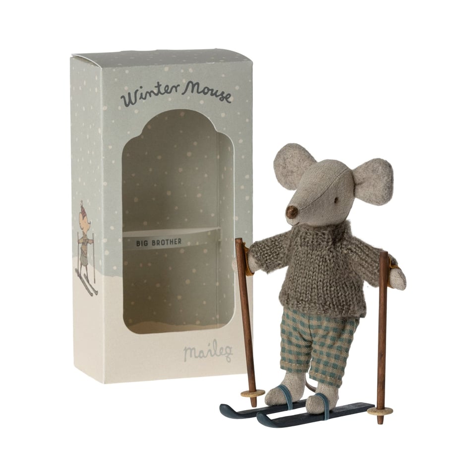 Maileg Winter Mouse with Ski Set, Big Brother