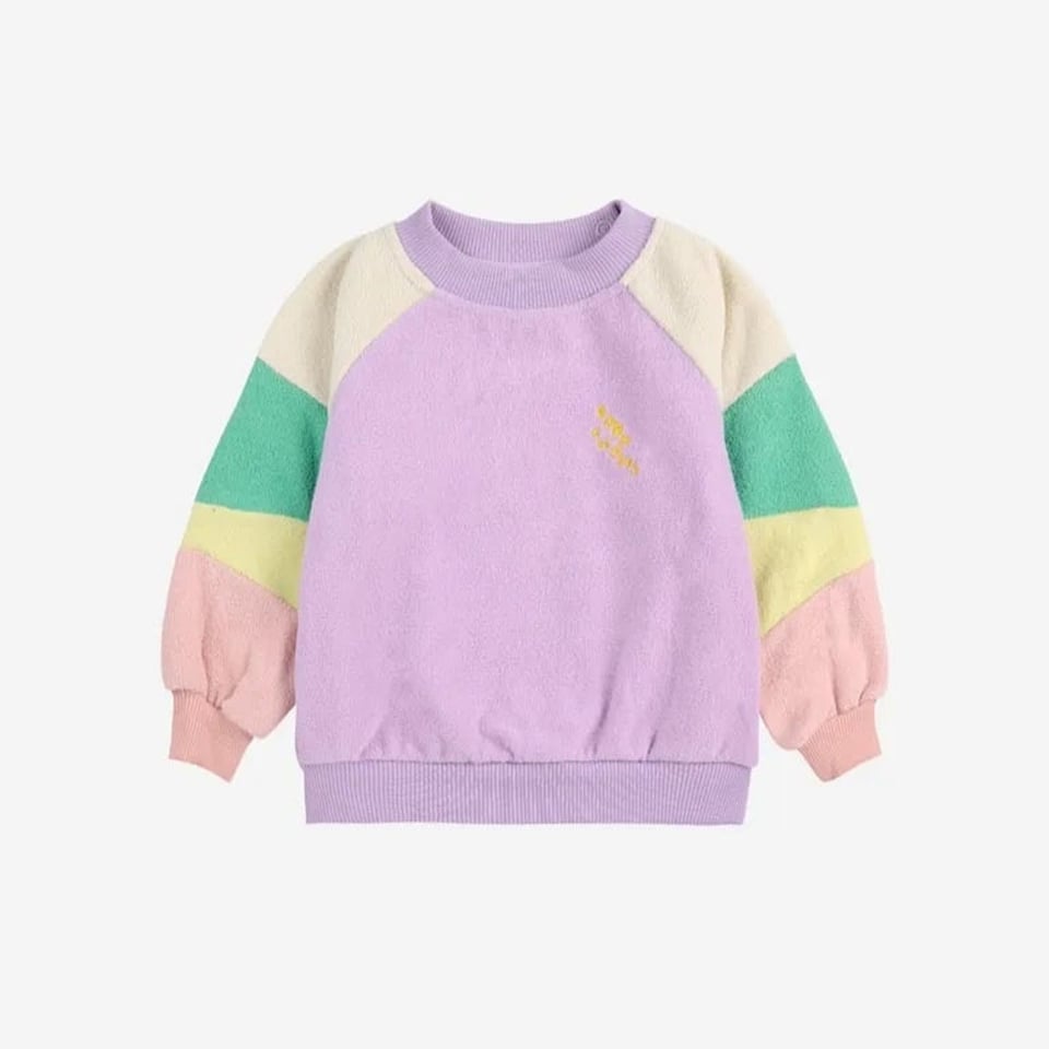 Bobo Choses Lila Color Block Terry Cloth Sweatshirt