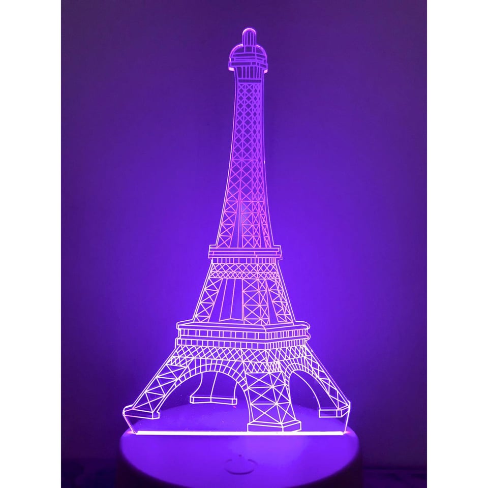 Nachtlamp Eiffeltoren. Romantische nachtlamp. Leuke Tafelnachtlamp Parijs Eiffeltoren. Mood lamp multicolor.