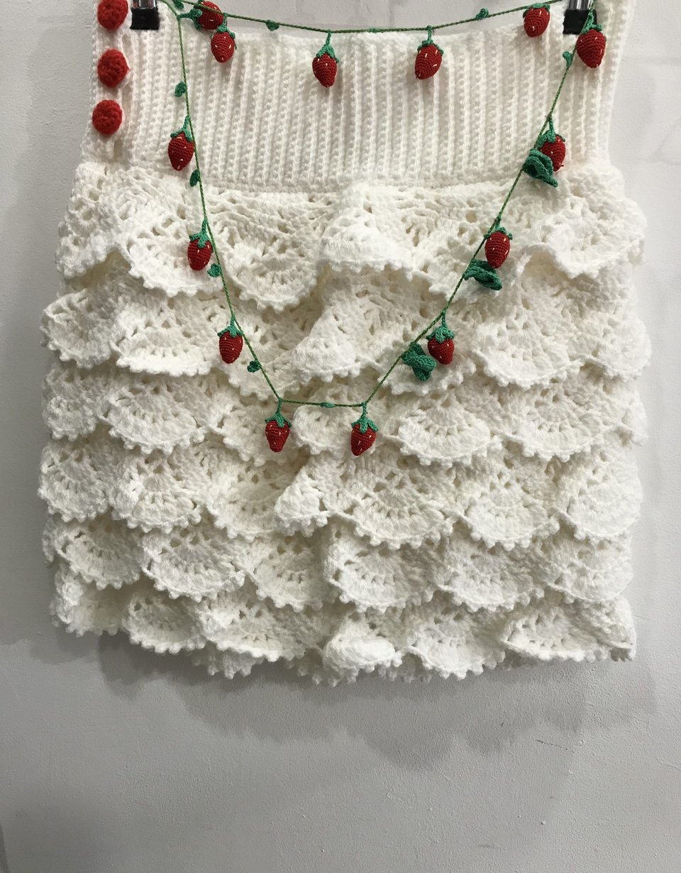 ONE OF A KIND  Crochet White Skirt