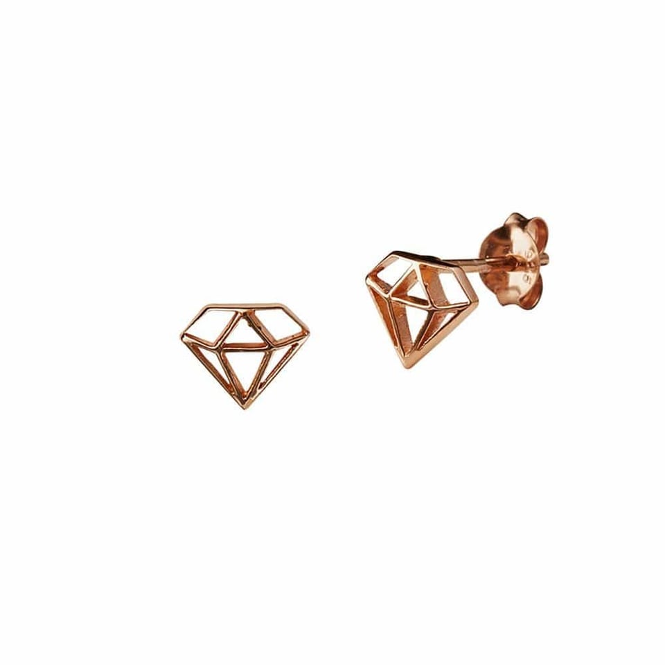 Gold Plated Big Diamond Stud Earrings