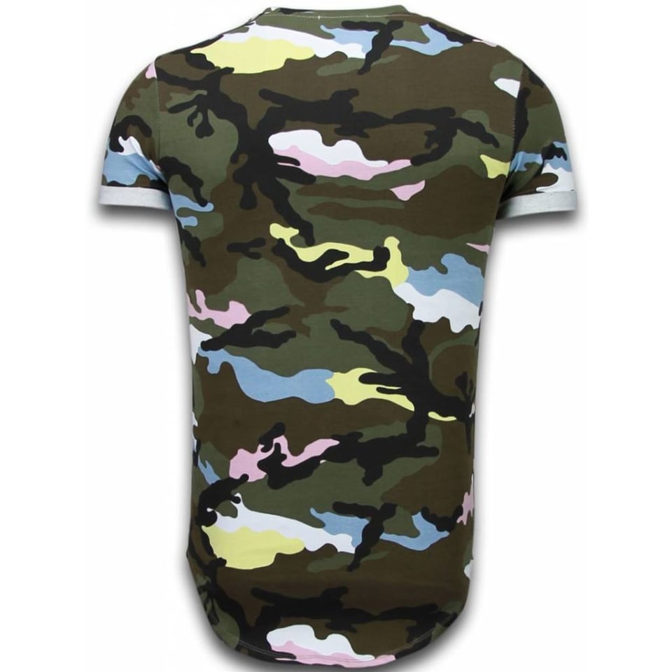 Known Camouflage T-Shirt - Long Fit Shirt Army - Pink