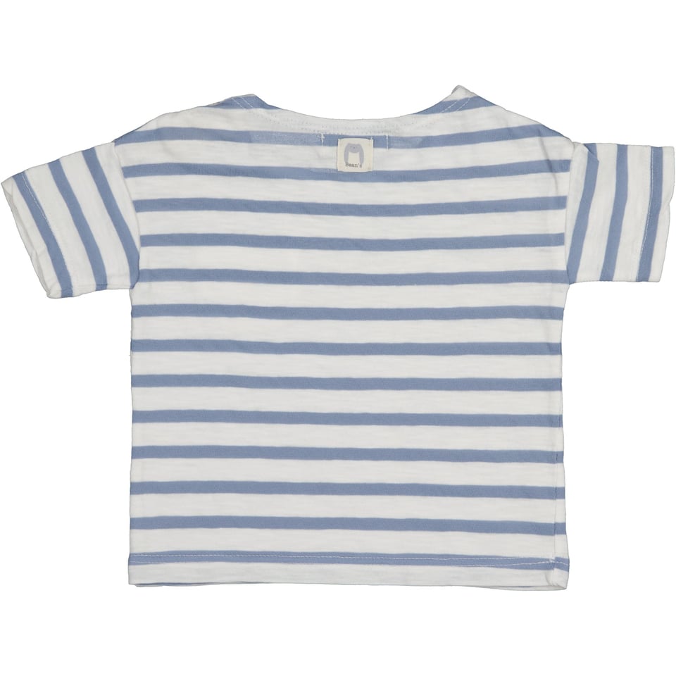 OCEAN- Striped Slub cot.T-Shirt - Blue